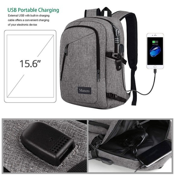 Mancro travel laptop backpack w/ USB port. 🚹or🚺 - Picture 5 of 8